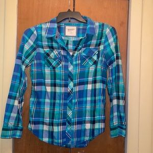 Blue and Teal Plaid Shirt